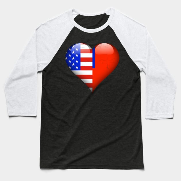 Half American Half Taiwanese - Gift for Taiwanese From Taiwan Baseball T-Shirt by Country Flags